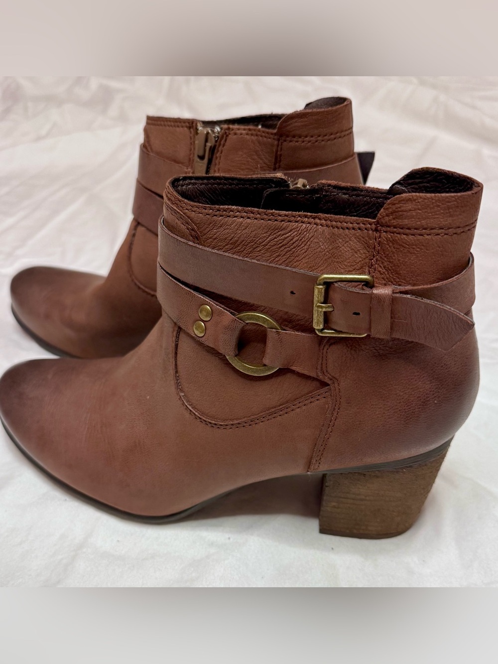 Josef Seibel Brown Leather Double Buckle Ankle Boots Size 39